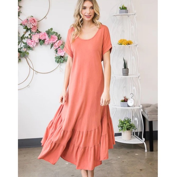 ๐ช๐ป Oli and Hali โ Pearl โ Oli & Hali WASHED RUFFLE TIERED HEM MIDI DRESS BR64 - Picture 1 of 6
